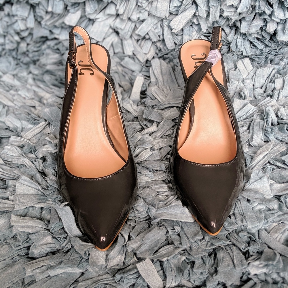NIB Dark Grey Sling Back (Open Back) Pumps